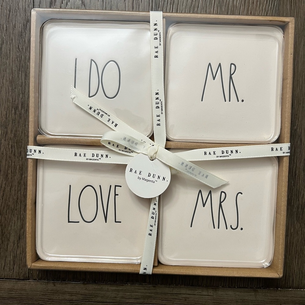Rae Dunn Cream Ceramic Coaster Set